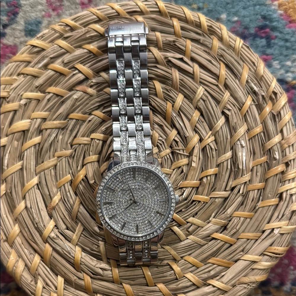 MK Sparkling Silver Watch with Rhinestones in EUC